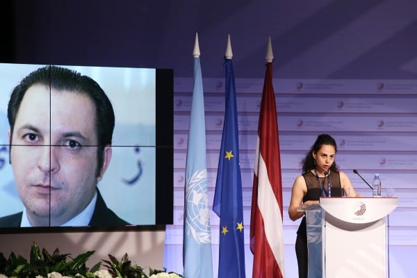 [03.05.2015] World Press Freedom Day 2015 / UNESCO / Guillermo Cano World Press Freedom Prize Ceremony  , Ms Yara Badr, Spouse of Mazen Darwish, UNESCO/Guillermo Cano World Press Freedom Prize Laureate 2015