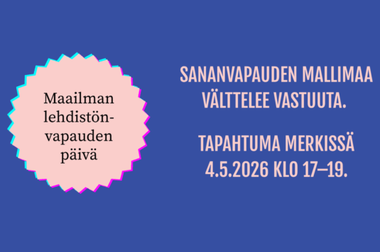 Maailman lehdistönvapauden päivä 2026 Maailman lehdistönvapauden päivä 2026. Tapahtuman tiedotuskuva.